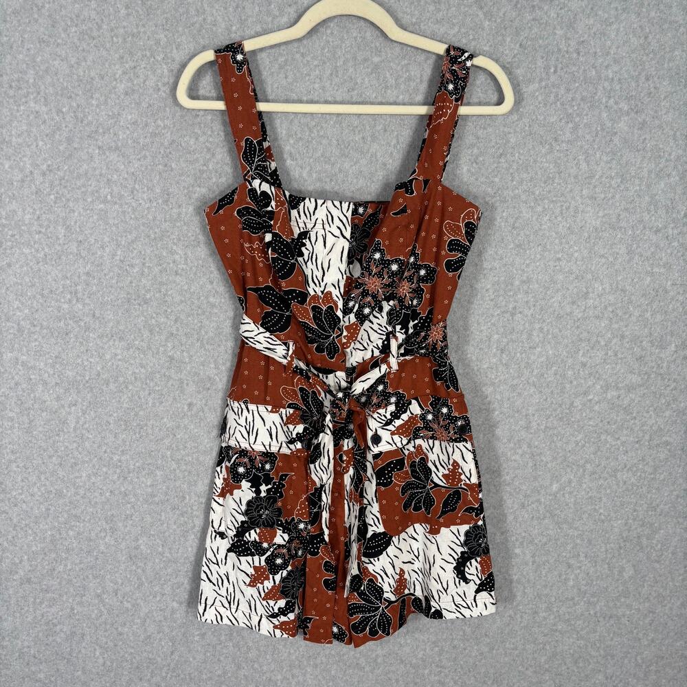 House of Harlow 1960 Rust, Black & White Floral Romper